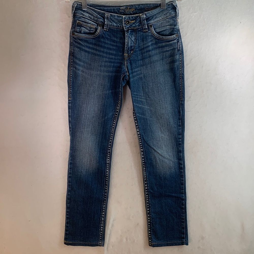womens silver jeans Suki slim size 26x32 dark wash mid rise